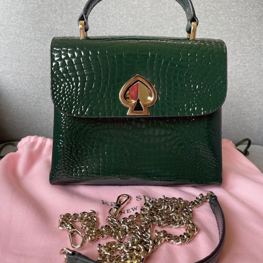 Kate Spade Green Croc-Embossed Handbag